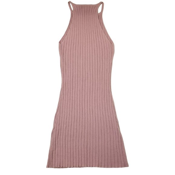 Purple Mini Bodycon Ribbed Dress High Neck Sleeveless ASOS Lavender - Picture 2 of 7